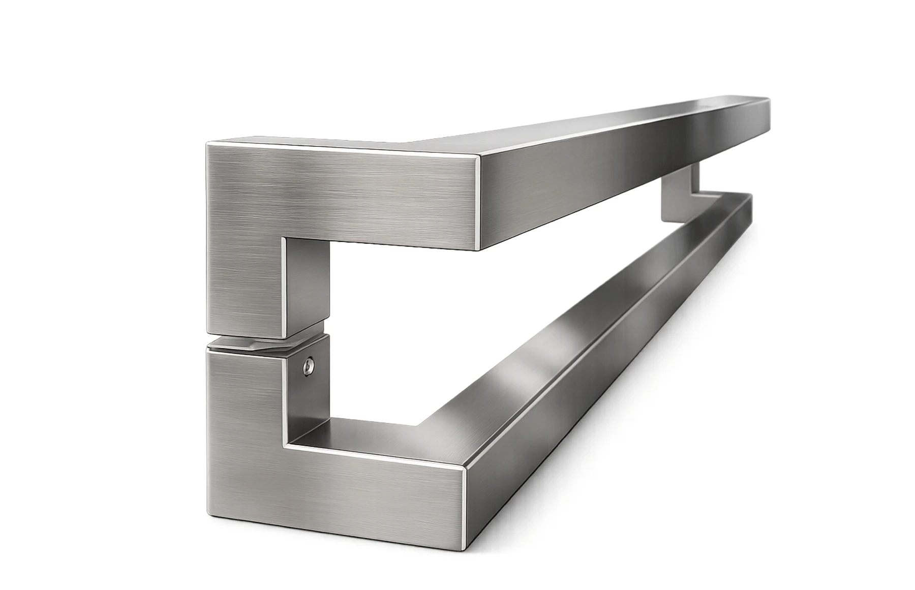 Mâner trăgător inox satinat AISI 316, pentru poartă sau ușă, profil pătrat 30x30 mm, 800 mm – Virtuoso