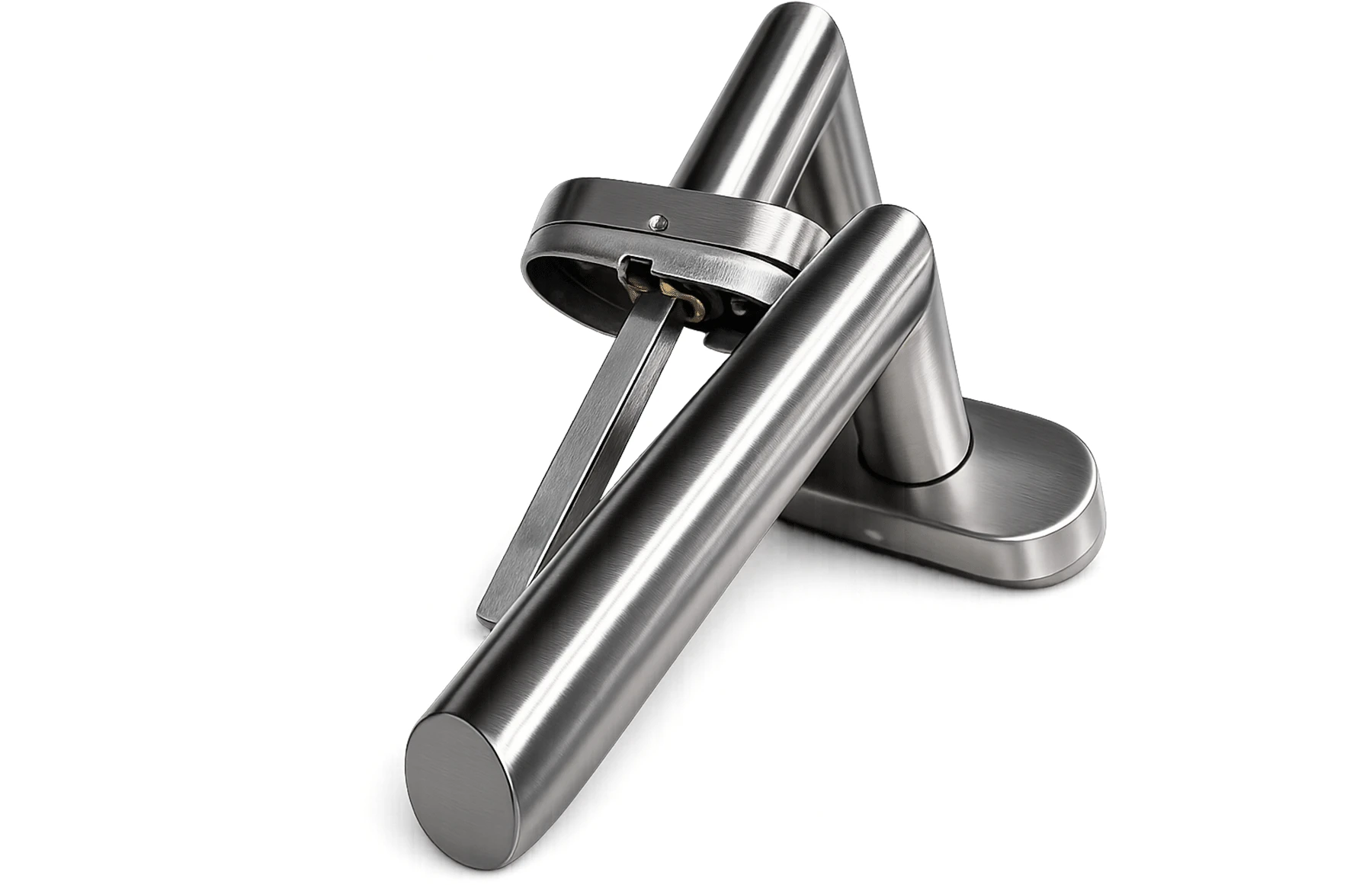 Set mânere poartă inox satinat AISI 316, tip clanță cu arc Premium – Virtuoso