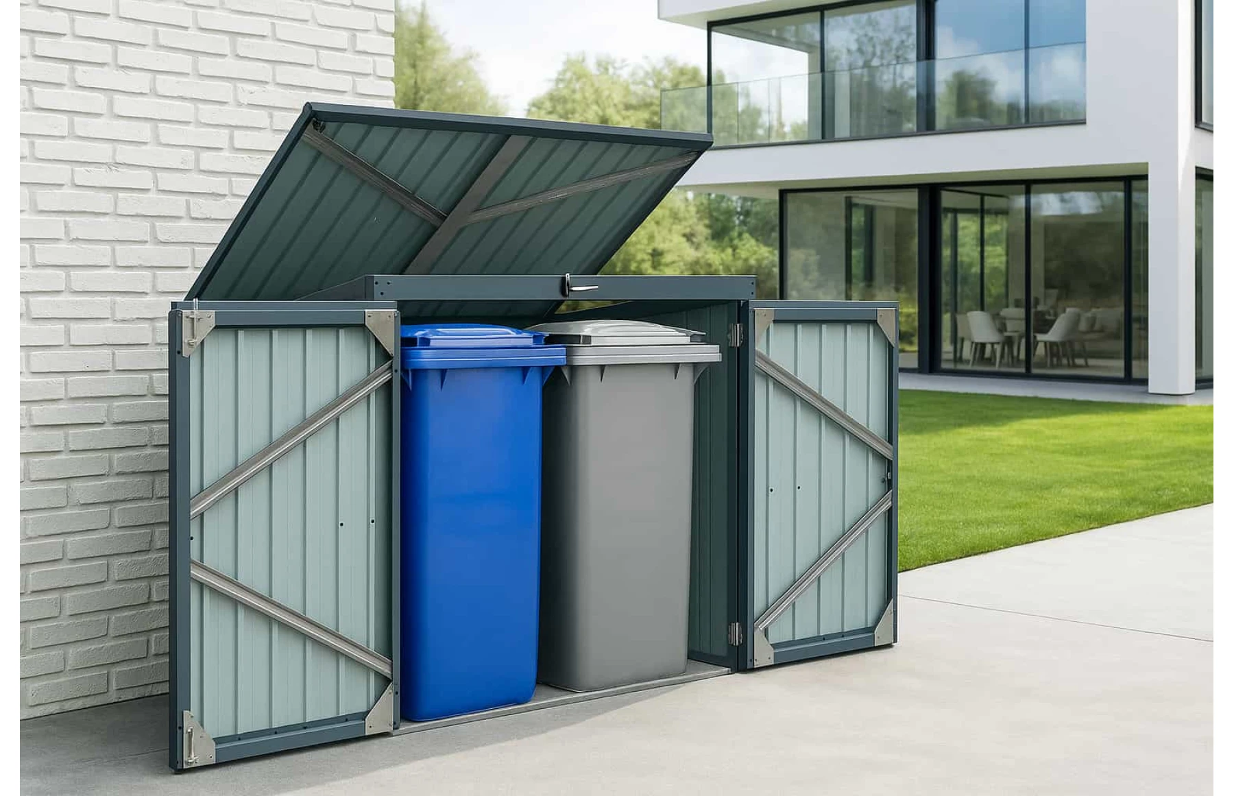 Magazie depozitare tomberoane gunoi Smartbin, depozitare pubela gunoi, Basic, Otel zincat