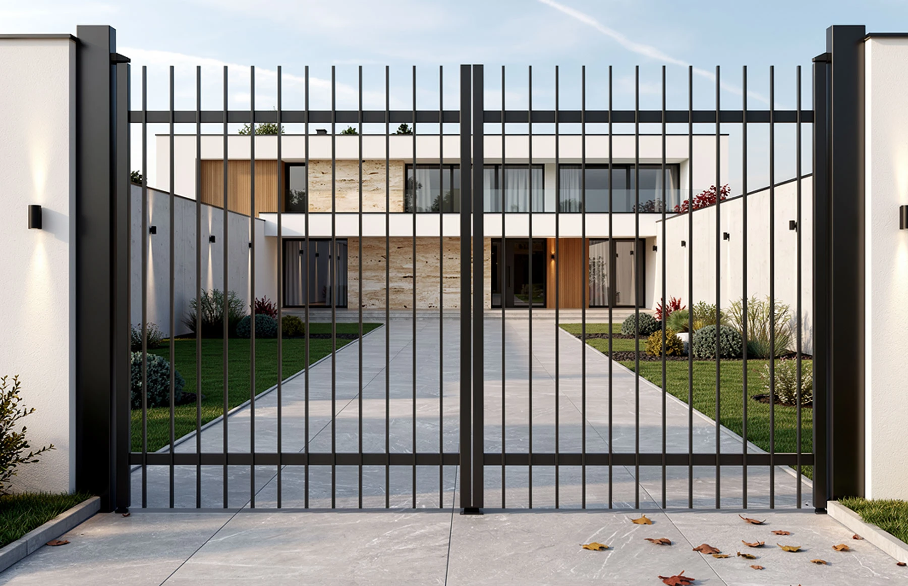 Poarta auto batanta aluminiu 3000x1800mm, prefabricat, model Light Straight, Negru, Gama Light