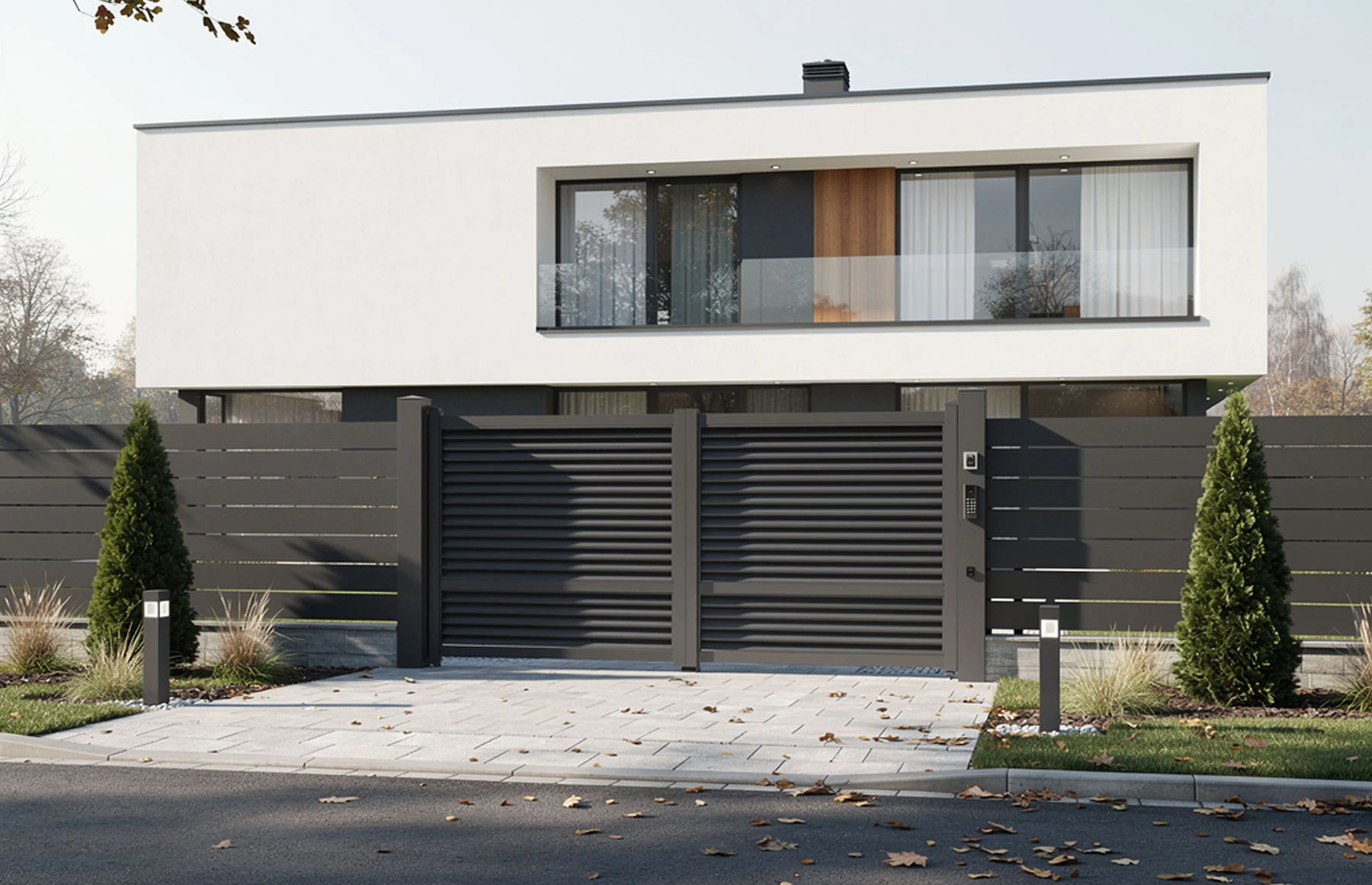 Poarta auto batanta ranforsata aluminiu 3500x1800mm, maro model Jaluzea Suprem