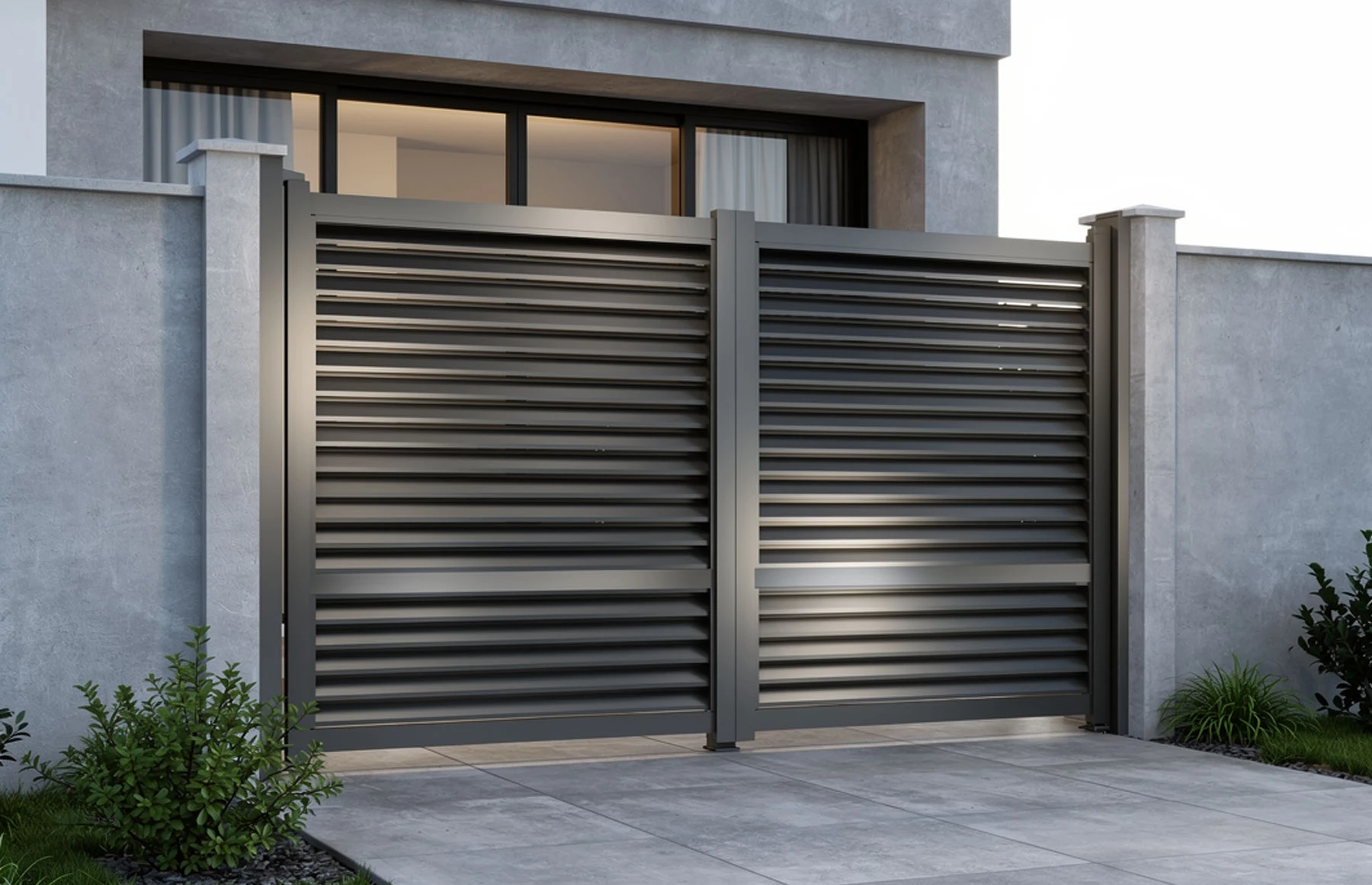 Poarta auto batanta ranforsata aluminiu 3500x1800mm, maro model Jaluzea Suprem