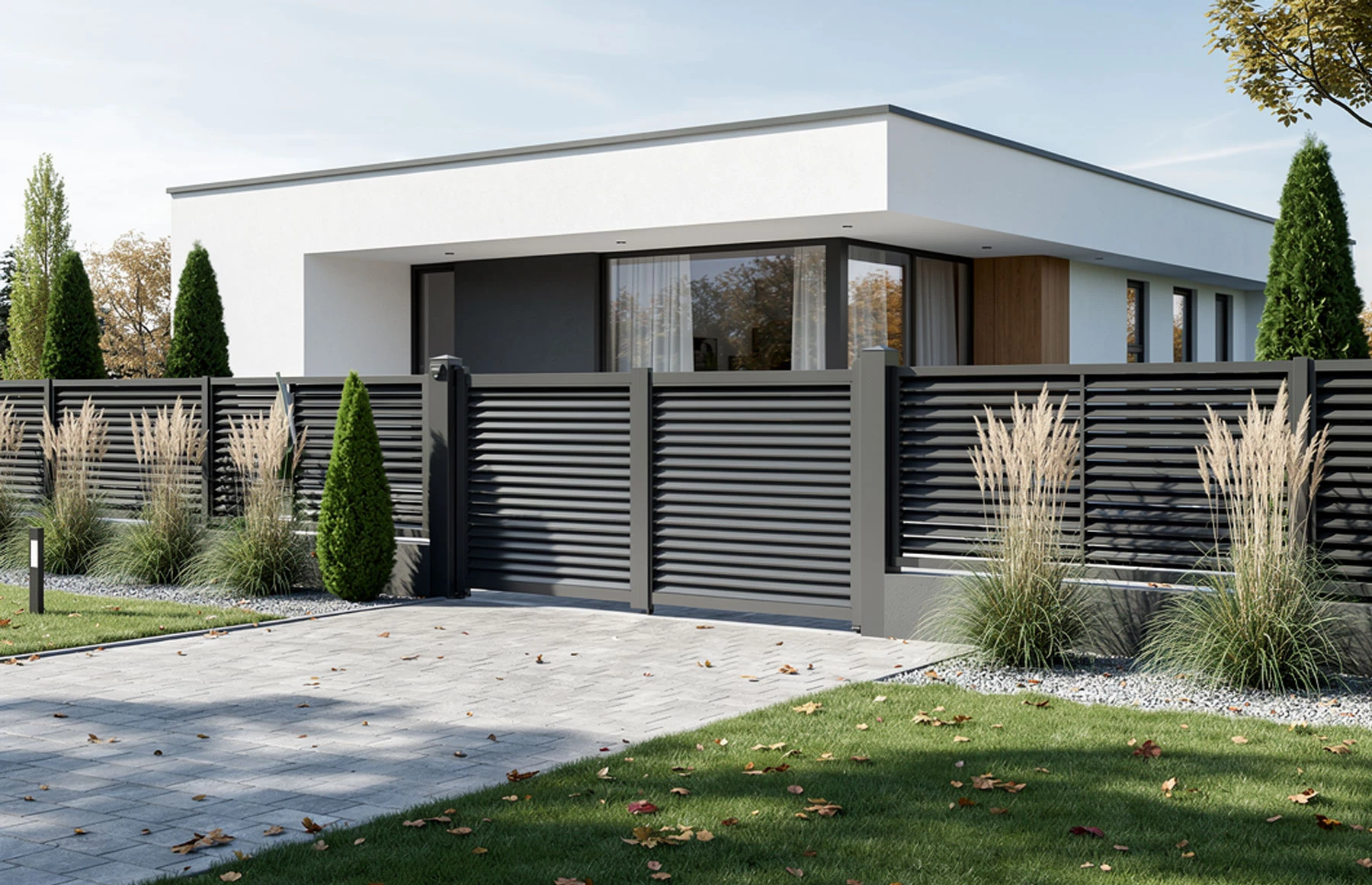 Poarta auto metalica din aluminiu 3000x2000mm, gri antracit, model Jaluzea Suprem