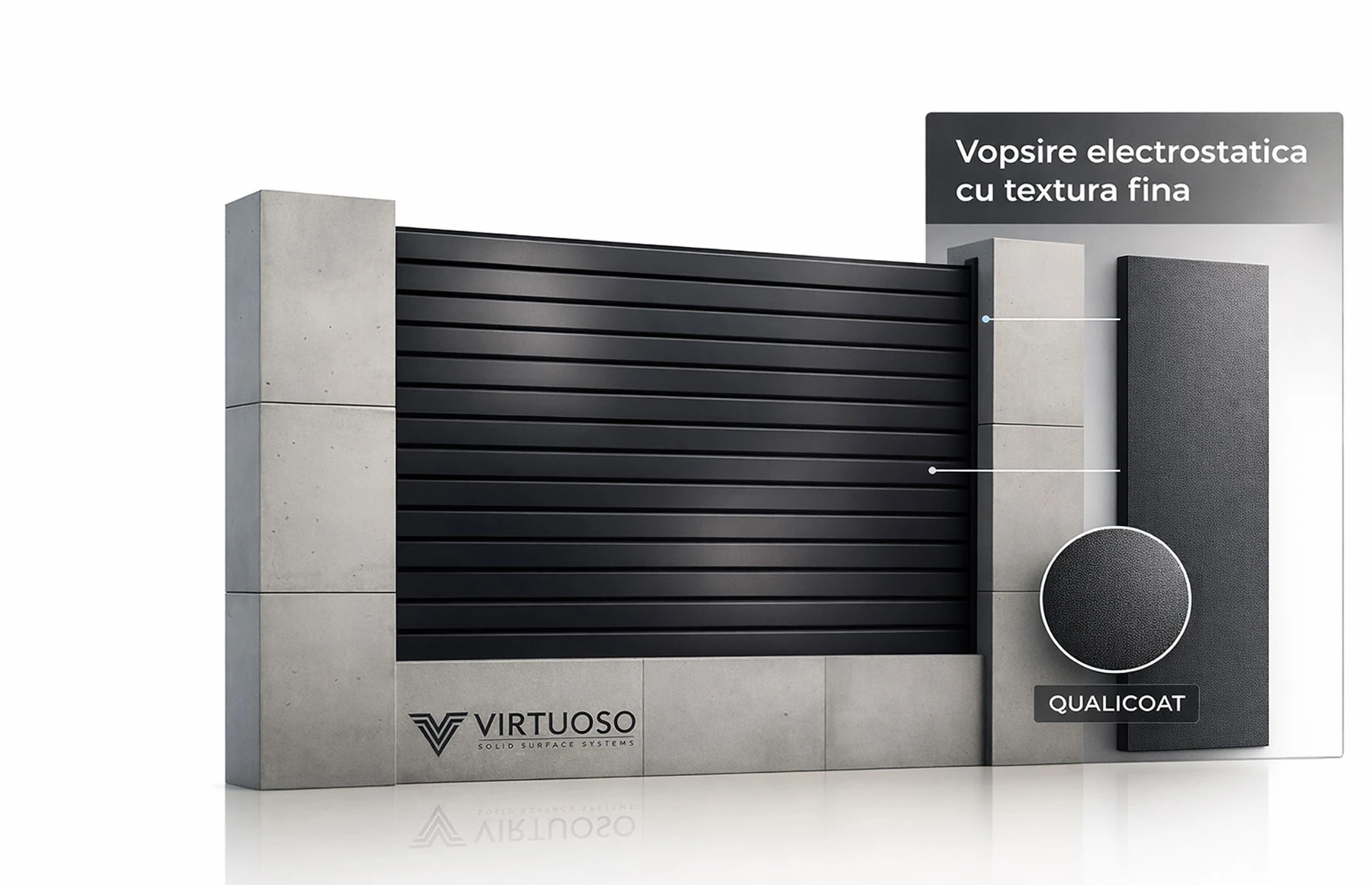 Gard metalic din aluminiu, model Jaluzea Deluxe, 2000x1500mm