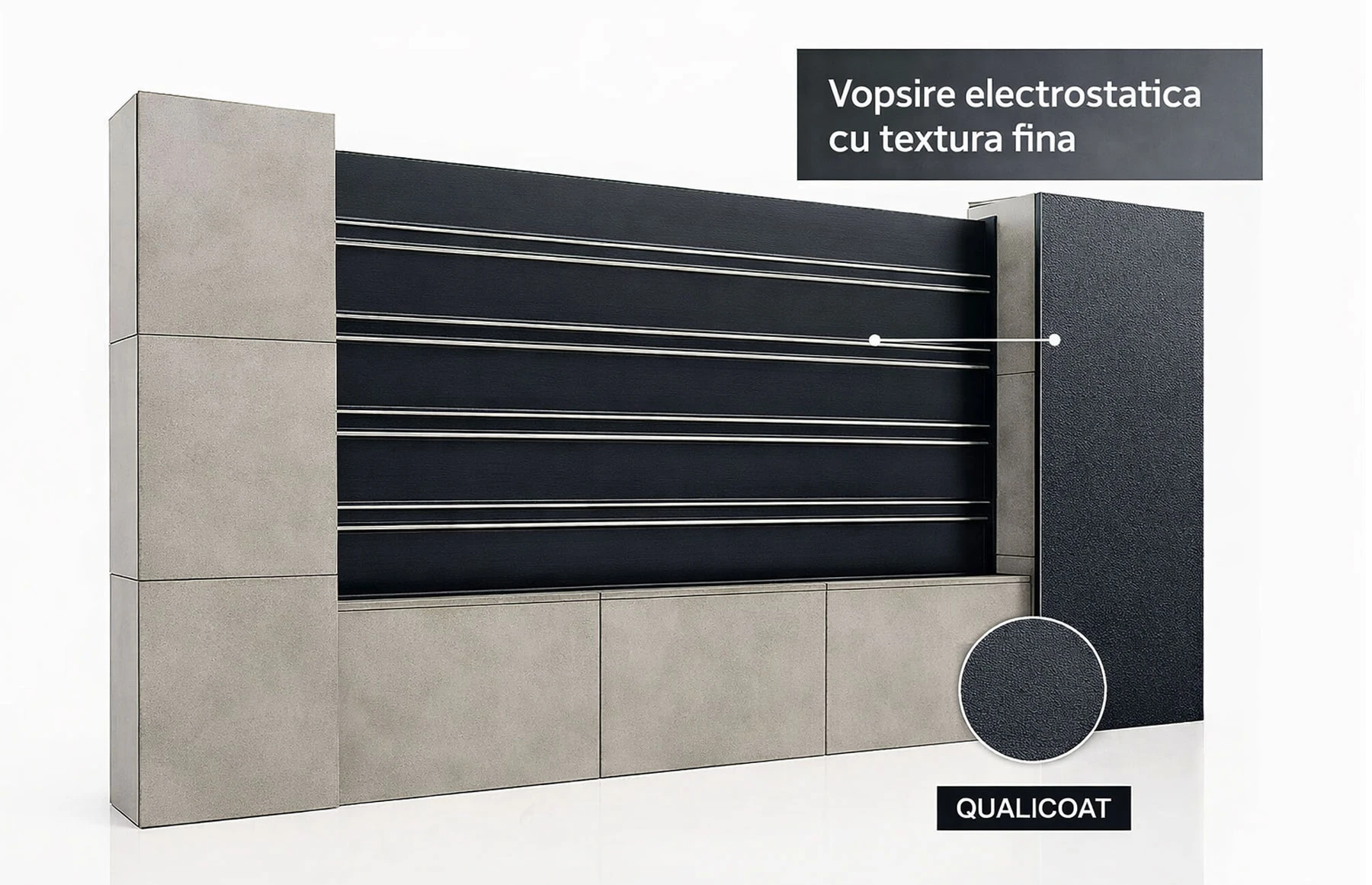 Gard metalic din aluminiu, model Neptun, 2000x1500mm