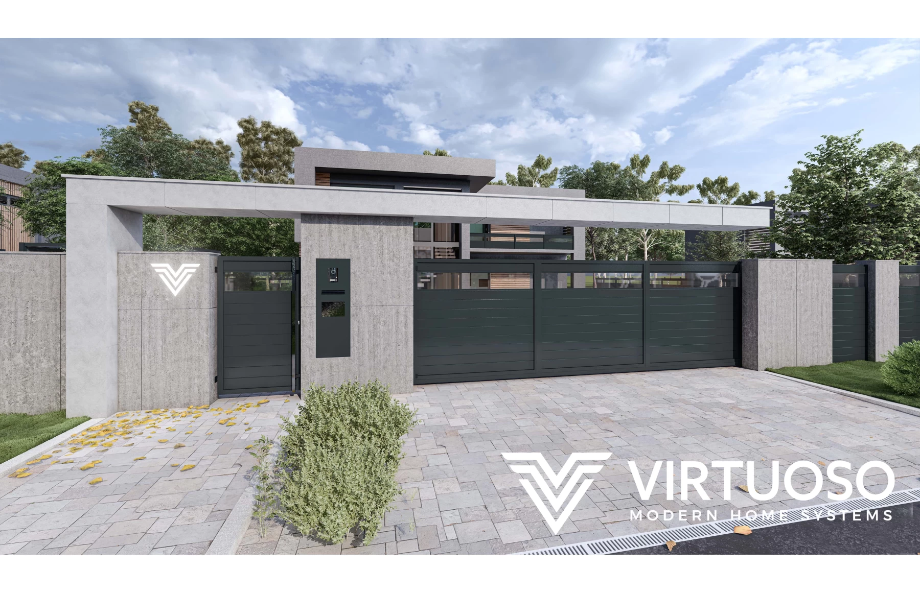 Poarta auto batanta, Atena, Aluminiu