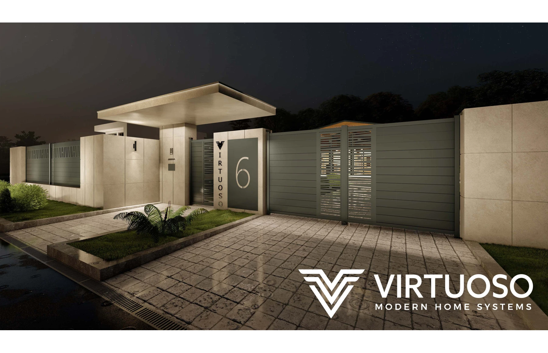 Poarta auto metalica din aluminiu 3000x1800mm, gri antracit, model Poseidon