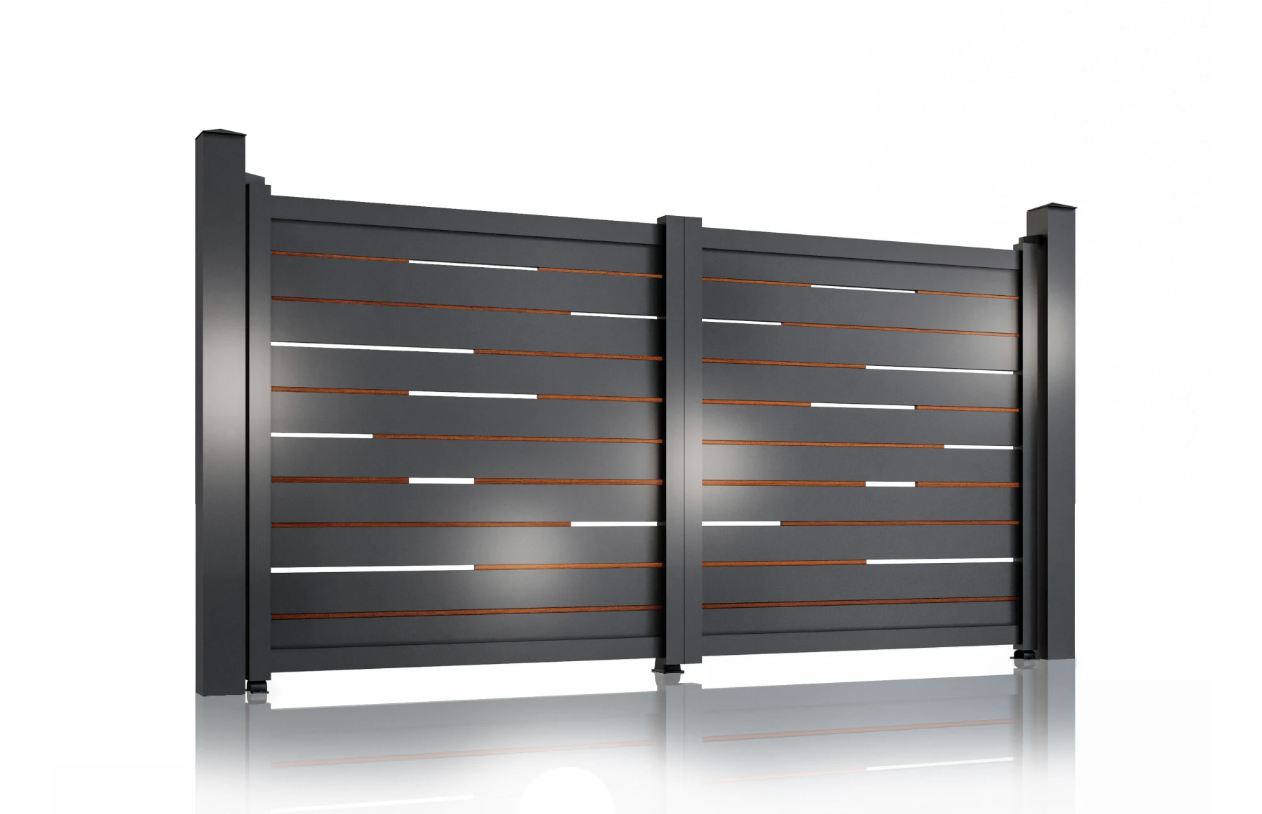 Poarta auto batanta, 3500x1800mm, model Ragnar, insertii tip lemn aluminiu