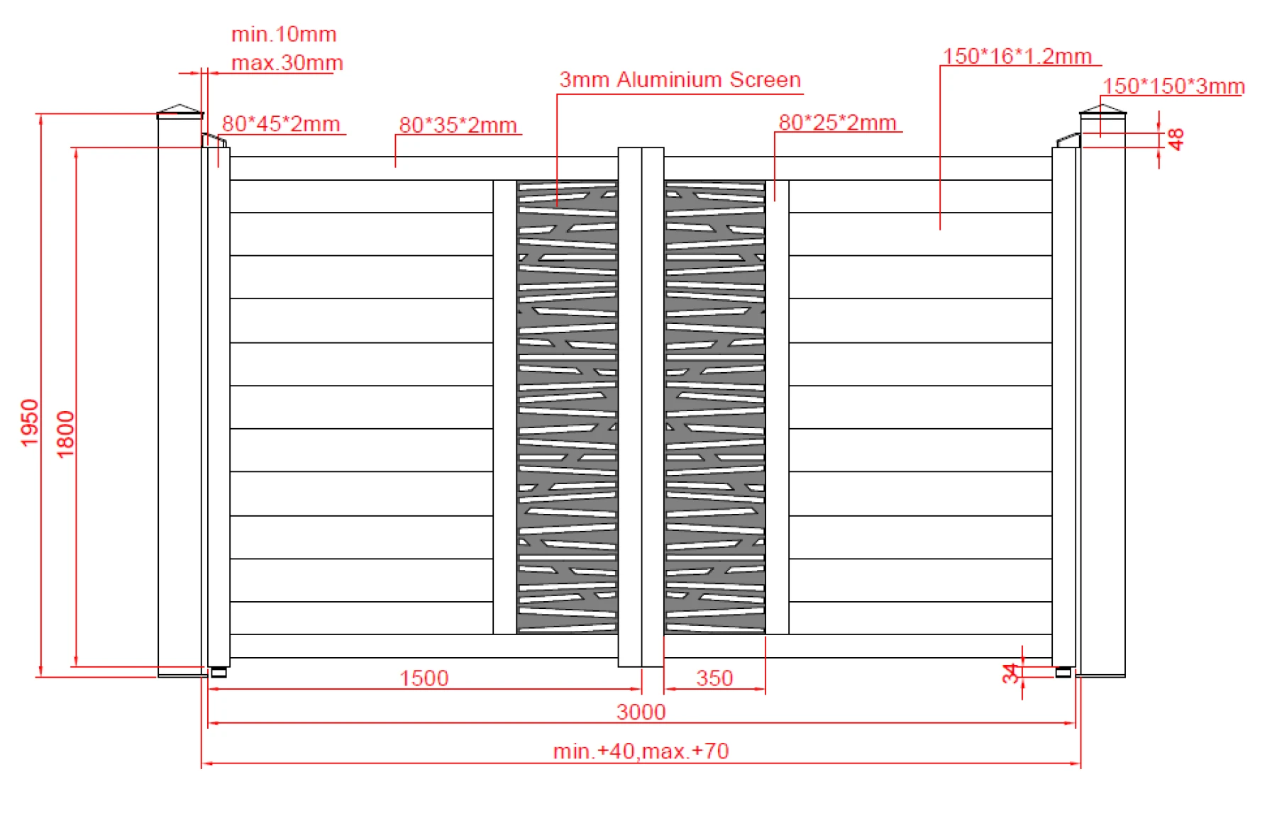 Poarta auto metalica din aluminiu 3000x1800mm, gri antracit, model Poseidon